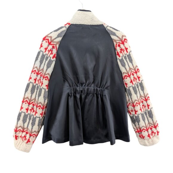 Sleeping on Snow Anthropologie Sherpa Jacket Womens Fair Isle Wool Size SP - Picture 2 of 10